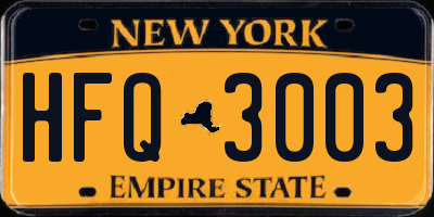 NY license plate HFQ3003