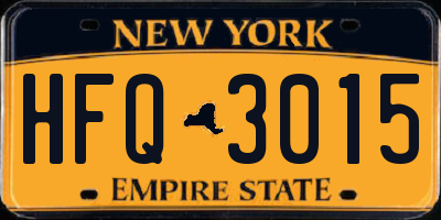 NY license plate HFQ3015