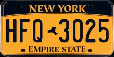NY license plate HFQ3025