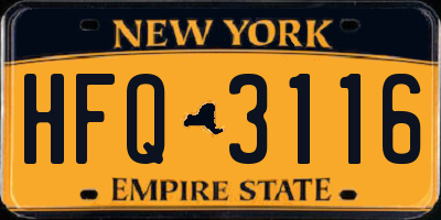 NY license plate HFQ3116