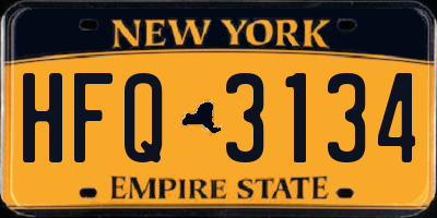 NY license plate HFQ3134