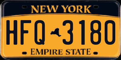 NY license plate HFQ3180