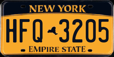 NY license plate HFQ3205