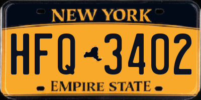 NY license plate HFQ3402