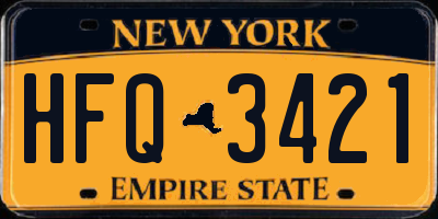 NY license plate HFQ3421