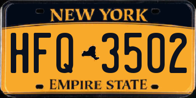 NY license plate HFQ3502