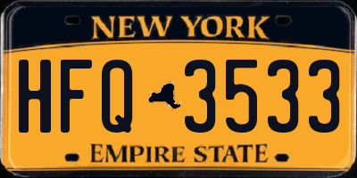 NY license plate HFQ3533