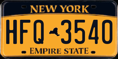 NY license plate HFQ3540