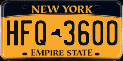 NY license plate HFQ3600