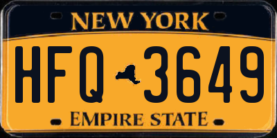 NY license plate HFQ3649