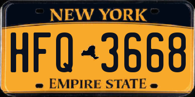 NY license plate HFQ3668