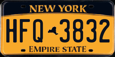 NY license plate HFQ3832