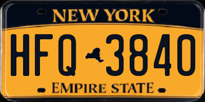 NY license plate HFQ3840