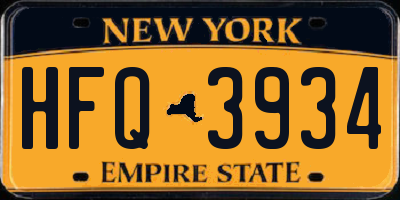 NY license plate HFQ3934