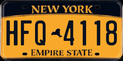 NY license plate HFQ4118
