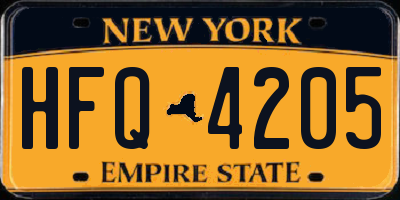 NY license plate HFQ4205