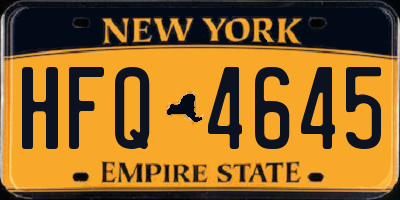 NY license plate HFQ4645