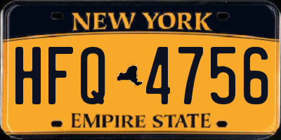 NY license plate HFQ4756