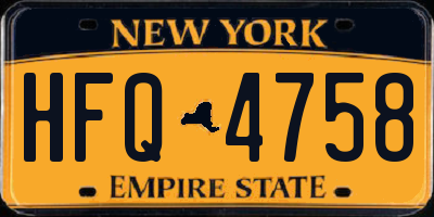 NY license plate HFQ4758