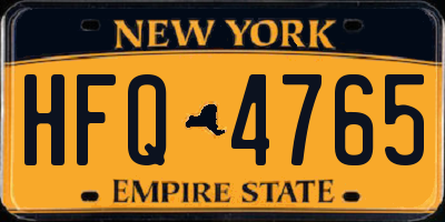 NY license plate HFQ4765