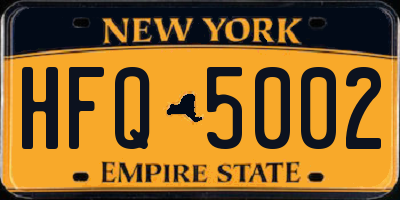 NY license plate HFQ5002