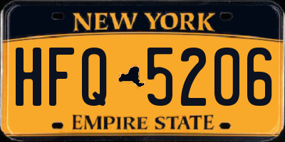 NY license plate HFQ5206