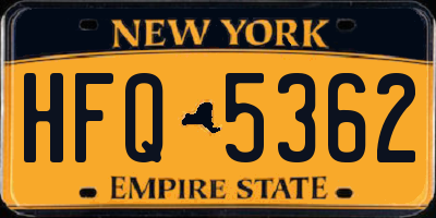 NY license plate HFQ5362