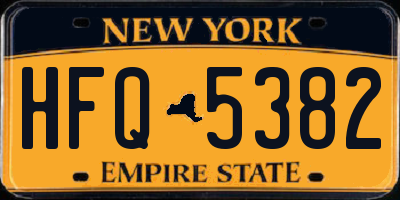 NY license plate HFQ5382