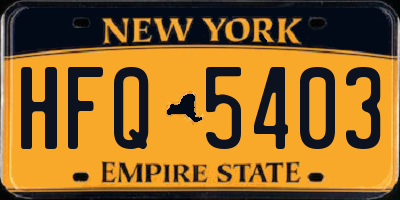 NY license plate HFQ5403