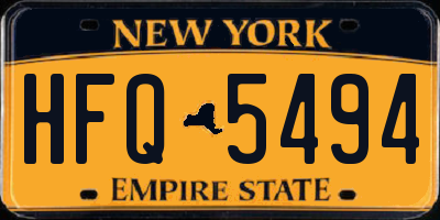 NY license plate HFQ5494