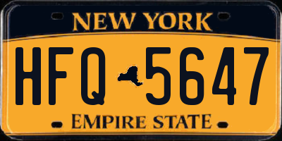 NY license plate HFQ5647