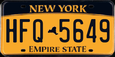 NY license plate HFQ5649