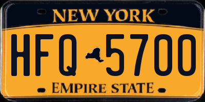 NY license plate HFQ5700
