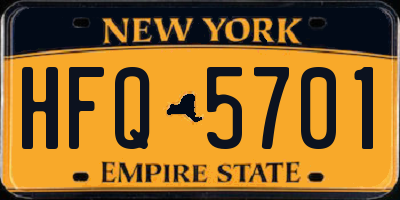 NY license plate HFQ5701