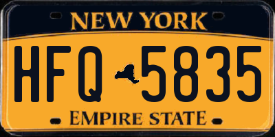 NY license plate HFQ5835