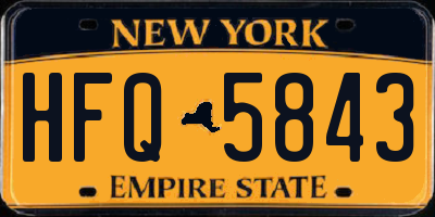 NY license plate HFQ5843