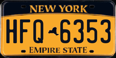 NY license plate HFQ6353