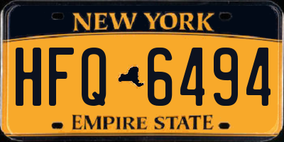 NY license plate HFQ6494