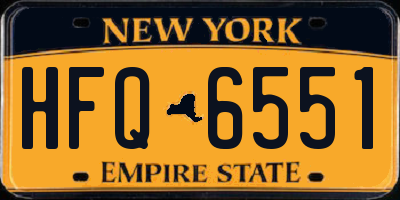NY license plate HFQ6551