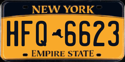 NY license plate HFQ6623