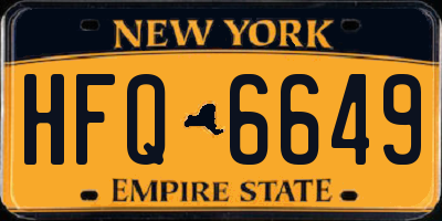 NY license plate HFQ6649