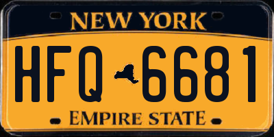 NY license plate HFQ6681