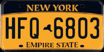 NY license plate HFQ6803