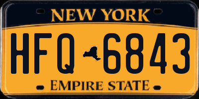 NY license plate HFQ6843