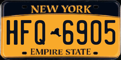 NY license plate HFQ6905