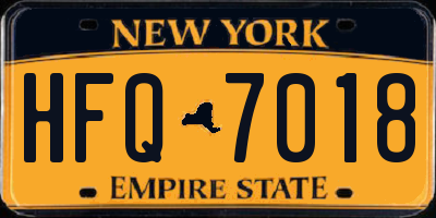 NY license plate HFQ7018