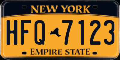 NY license plate HFQ7123