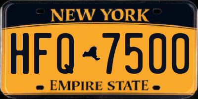 NY license plate HFQ7500