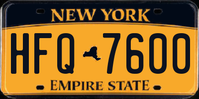 NY license plate HFQ7600