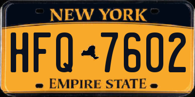 NY license plate HFQ7602